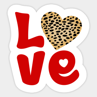 Love Letters with Cheetah Leopard Pattern Heart Sticker